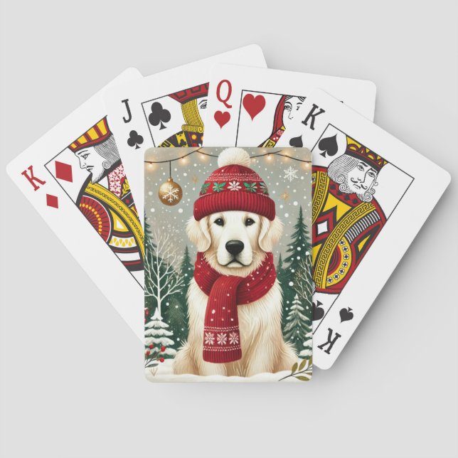 Golden Retriever in Festive Sweater - Cozy Christm Playing Cards (Back)