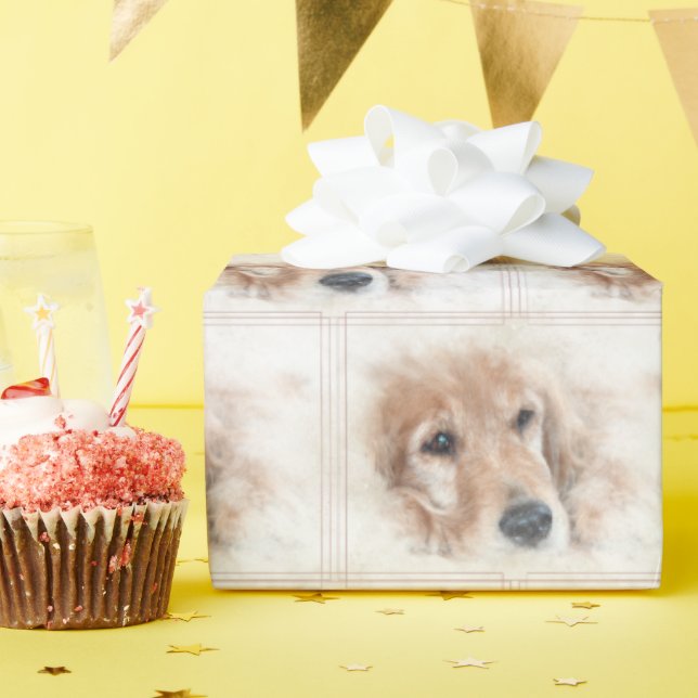 Golden Retriever In Frame Wrapping Paper (Birthday Party)