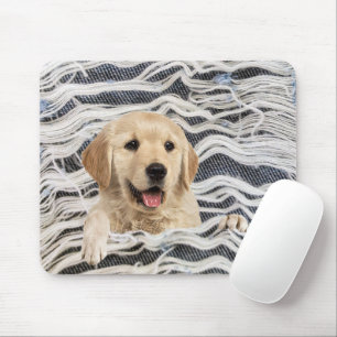 Golden Retriever in Frayed Denim Mouse Mat