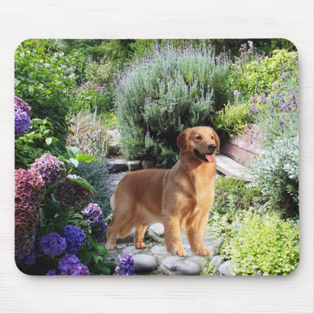 Golden Retriever In Garden Mousepad (Front)