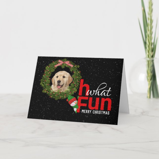 Golden Retriever in holiday wreath Card (Front)