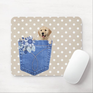 Golden Retriever In Jean Pocket Mouse Mat