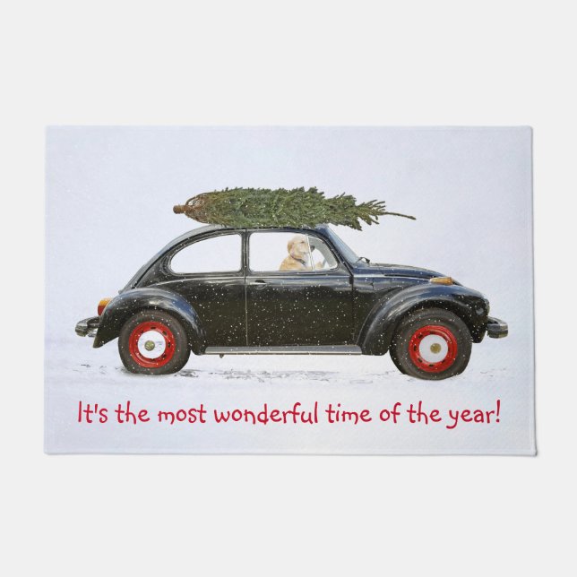 Golden Retriever in Old Car Doormat (Front)