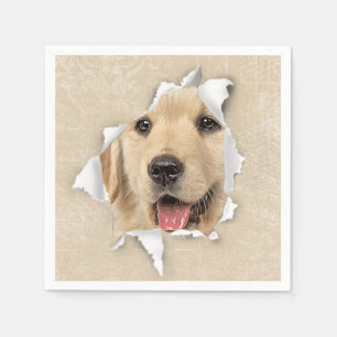 Golden Retriever in Paper Hole Napkin