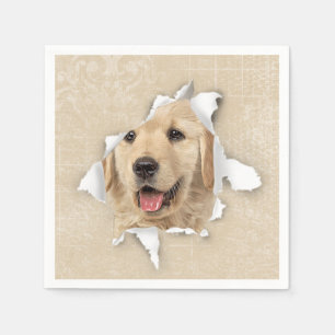 Golden Retriever in Paper Hole Napkin