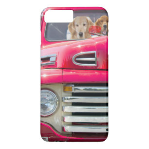 golden retriever in red retro truck iPhone 8 plus/7 plus case