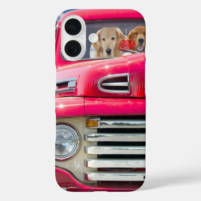 golden retriever in red retro truck Case-Mate iPhone case (Back)
