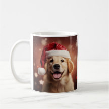 Golden Retriever in Santa Hat