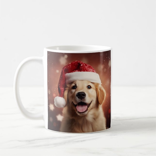 Golden Retriever in Santa Hat Coffee Mug (Left)