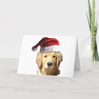 Golden Retriever In Santa Hat Holiday Card