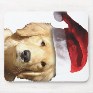 Golden Retriever In Santa Hat Mouse Mat
