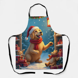 Golden Retriever in Santa’s Workshop Christmas Apron