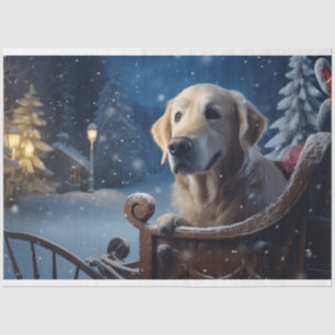 Golden Retriever in Sleigh 3 Decoupage Paper