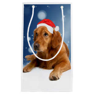 Golden Retriever in Snow Christmas Small Gift Bag