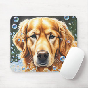 Golden Retriever In Soap Bubbles Mouse Mat