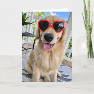 Golden Retriever in Sunglasses Summer Greetings Card