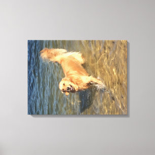 Golden retriever in the Ocean Canvas Print