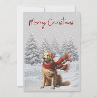 Golden Retriever in the snow Christmas card