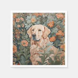 Golden Retriever in the Style of William Morris Napkin