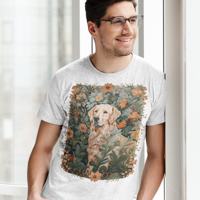 Golden Retriever in the Style of William Morris T-Shirt (Creator Uploaded)