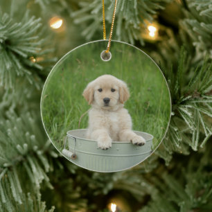 Golden Retriever In Wash Basin Ceramic Tree Decoration