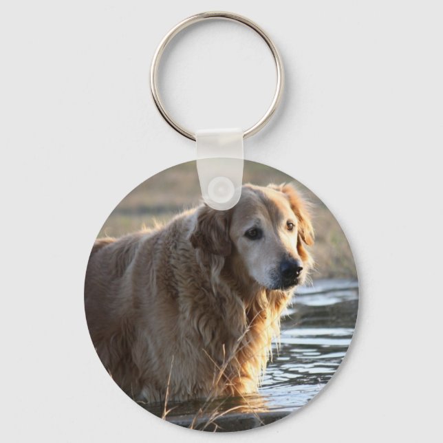 Golden Retriever in Water Key Ring (Front)