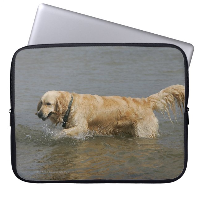 Golden Retriever in Water Laptop Sleeve (Front)