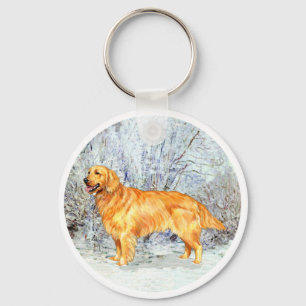 Golden Retriever in Wintertime Key Ring