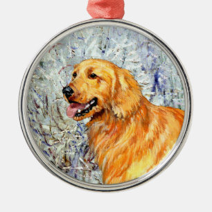 Golden Retriever in Wintertime Metal Tree Decoration