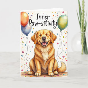 Golden Retriever "Inner Paw-sitivity" Cartoon Card