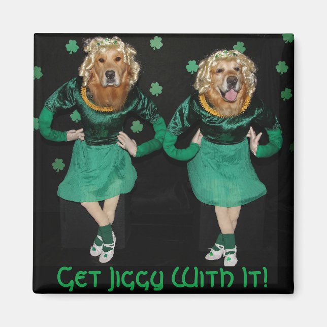 Golden Retriever Irish Stepdancers Getting Jiggy Magnet (Front)