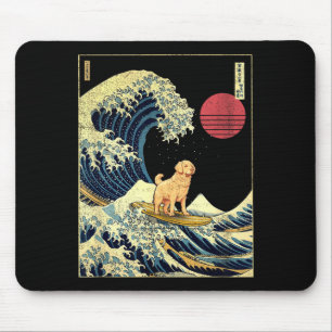 Golden Retriever Japanese Kanagawa Wave Funny Surf Mouse Mat