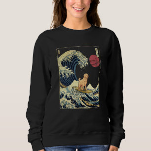 Golden Retriever Japanese Kanagawa Wave  Surf Dog Sweatshirt
