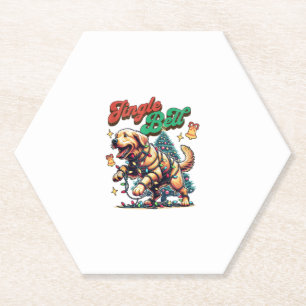 Golden Retriever Jingle Bell Santa Christmas Holid Paper Coaster