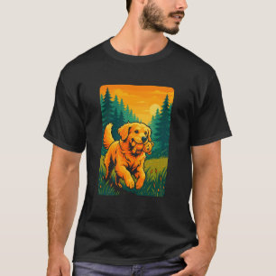 Golden Retriever Joyful Sunset Stroll, Love Dogs T-Shirt