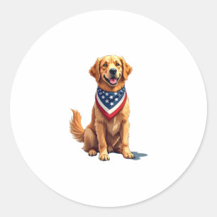 Golden Retriever July 4th Vintage Patriotic Tee 2 Classic Round Sticker