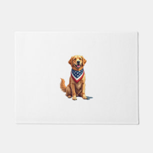 Golden Retriever July 4th Vintage Patriotic Tee 2 Doormat