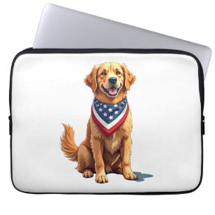 Golden Retriever July 4th Vintage Patriotic Tee 2 Laptop Sleeve