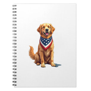 Golden Retriever July 4th Vintage Patriotic Tee 2 Notebook