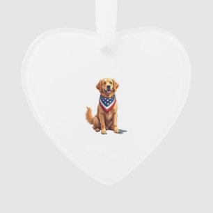 Golden Retriever July 4th Vintage Patriotic Tee 2 Ornament