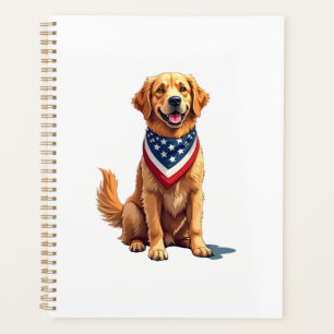Golden Retriever July 4th Vintage Patriotic Tee 2 Planner