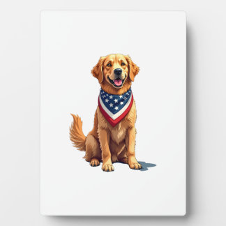 Golden Retriever July 4th Vintage Patriotic Tee 2 Plaque