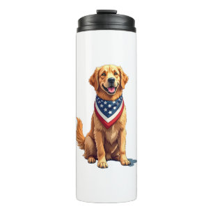 Golden Retriever July 4th Vintage Patriotic Tee 2 Thermal Tumbler