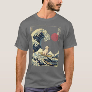 Golden Retriever Kanagawa Japanese Surfing Wave bo T-Shirt