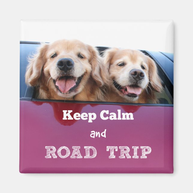 Golden Retriever Keep Calm and Road Trip Magnet (Front)