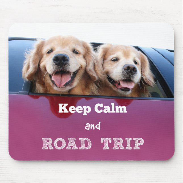 Golden Retriever Keep Calm and Road Trip Mouse Mat (Front)