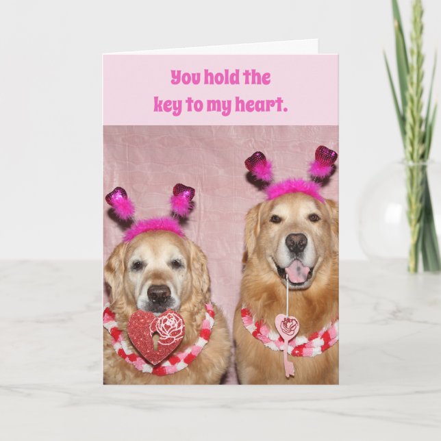 Golden Retriever Key to My Heart Valentine's Day Card (Front)
