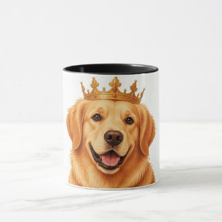 Golden Retriever King Portrait – Cute Dog Crown, R Mug
