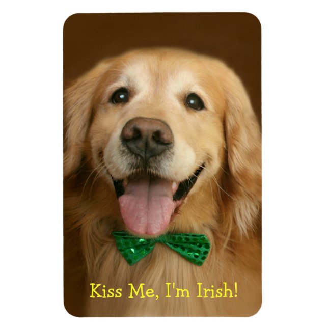 Golden Retriever Kiss Me Im Irish St. Patty's Magnet (Vertical)