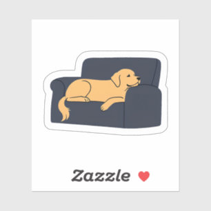 Golden Retriever Laying on Couch Cute Drawn